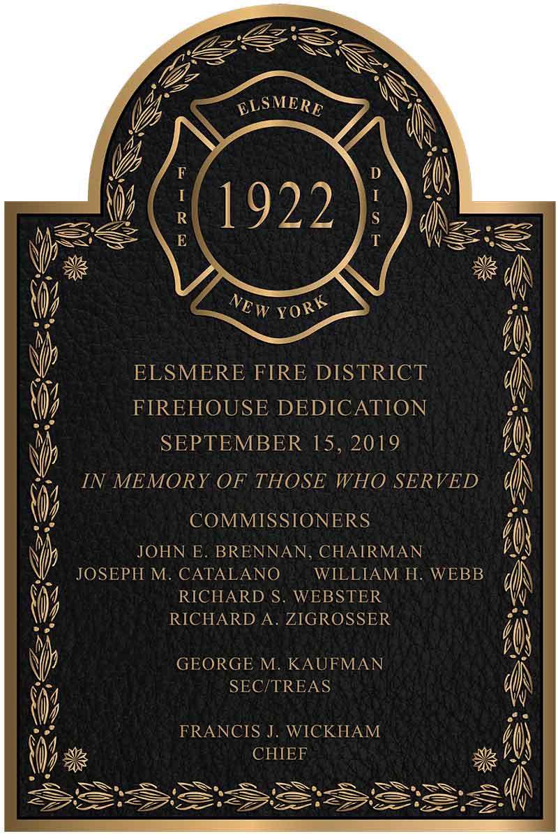 building dedication plaque elsmere firehouse custom bronze plaque